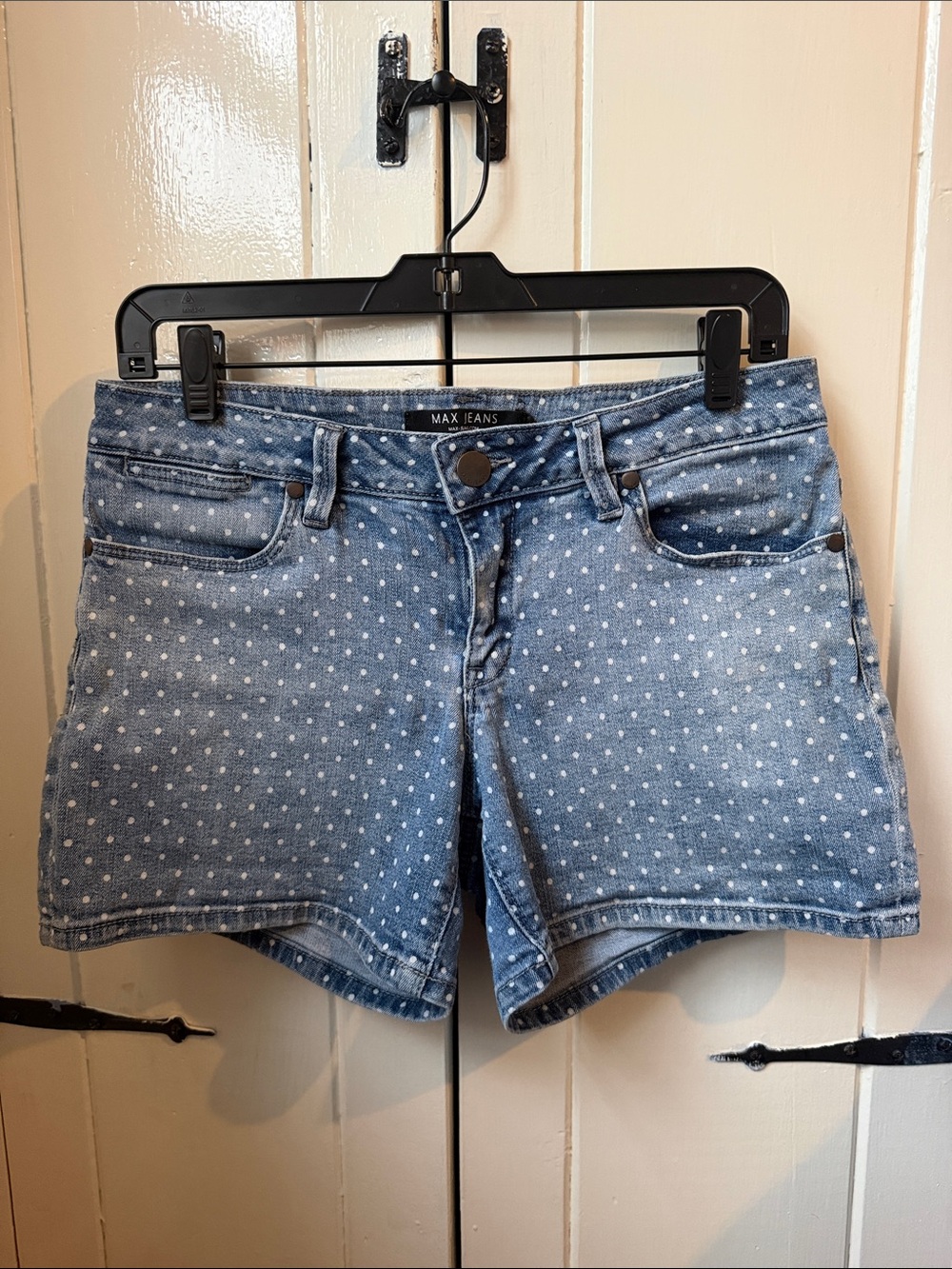 Max Jeans Blue Polka Dot Denim Shorts